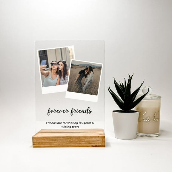 Custom Personalized Photo Picture Plaque Best Friends BFF Mate Buddy Pal Home Dcor Gift for Her Custom Wood Stand Engrave Couple, Christmas