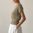 thumbnail image 2 of Women's V-Neck Wrap Short Sleeve Solid Color Cross Knit Sweater, M, 2 of 2