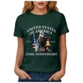 thumbnail image 5 of TOWED22 250 Anniversary USA Shirts for Women Freedom Shirt American Flag Graphic Tees Casual Crew Neck Tshirt(Dark Green,XXL), 5 of 8