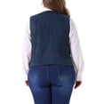 thumbnail image 4 of DARING DIVA Women's Plus Fully Lined 4 Button V-Neck Dressy Suit Vest 1X Navy Blue, 4 of 6