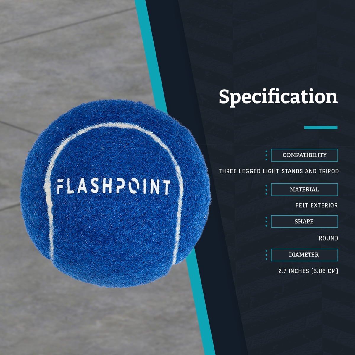 Flashpoint Pre Cut Tennis Ball for Light Stands (3-Pack)