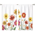 thumbnail image 6 of Red Boho Floral Small Kitchen Curtains Watercolor Flower Window Treatment Plant Bohemian Wildflower Rod Pocket Cafe Short Window Curtains for Bathroom Room Tier Treatment Drapes 27.5x39 inch, 6 of 7