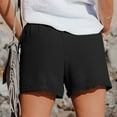 thumbnail image 4 of vigerkar Linen Shorts for Women High Waisted Wide Leg Drawstring Casual Summer Beach Shorts Plus Size Cute Flowy Lounge Shorts Black, 3XL, 4 of 6