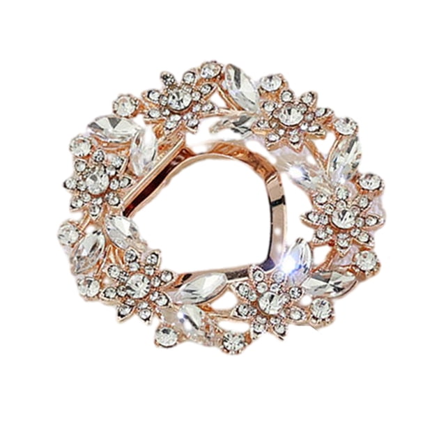 Women Scarf Fastener Sparkling Rhinestones Leaves Flower Shape Scarf Button Suits Coats Bags Scarves Badge Versatile Accessory