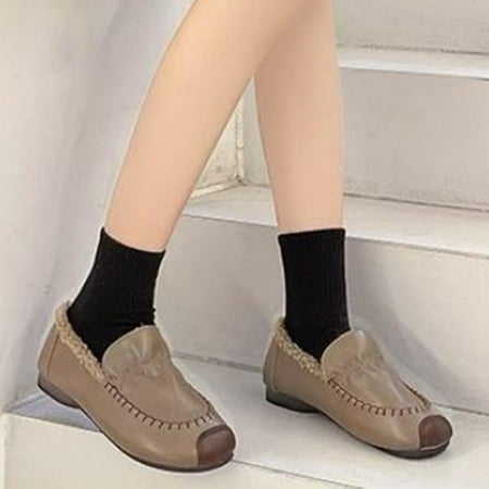 

Cathalem Bass Shoes for Women Casual Woolen Shoes For Women Wear Flat Soles Autumn And Winter And Put On Women Size 8 Sandals Khaki 7.50
