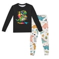 thumbnail image 2 of Pyjamas pour Garçons, Ensemble de Pyjama 2 Pcs, Imprimé Dinosaure, Col Rond, Manches Longues, Pantalon, Printemps Automne, Noir 4 Ans-5 Ans, 2 of 5