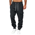 thumbnail image 2 of LUGOGNE Mens Cargo Sweatpants Fleece Lined Joggers Pants Drawstring Elastic Waist Casual Track Pants with Multi Pockets Dark Gray,XXL, 2 of 5