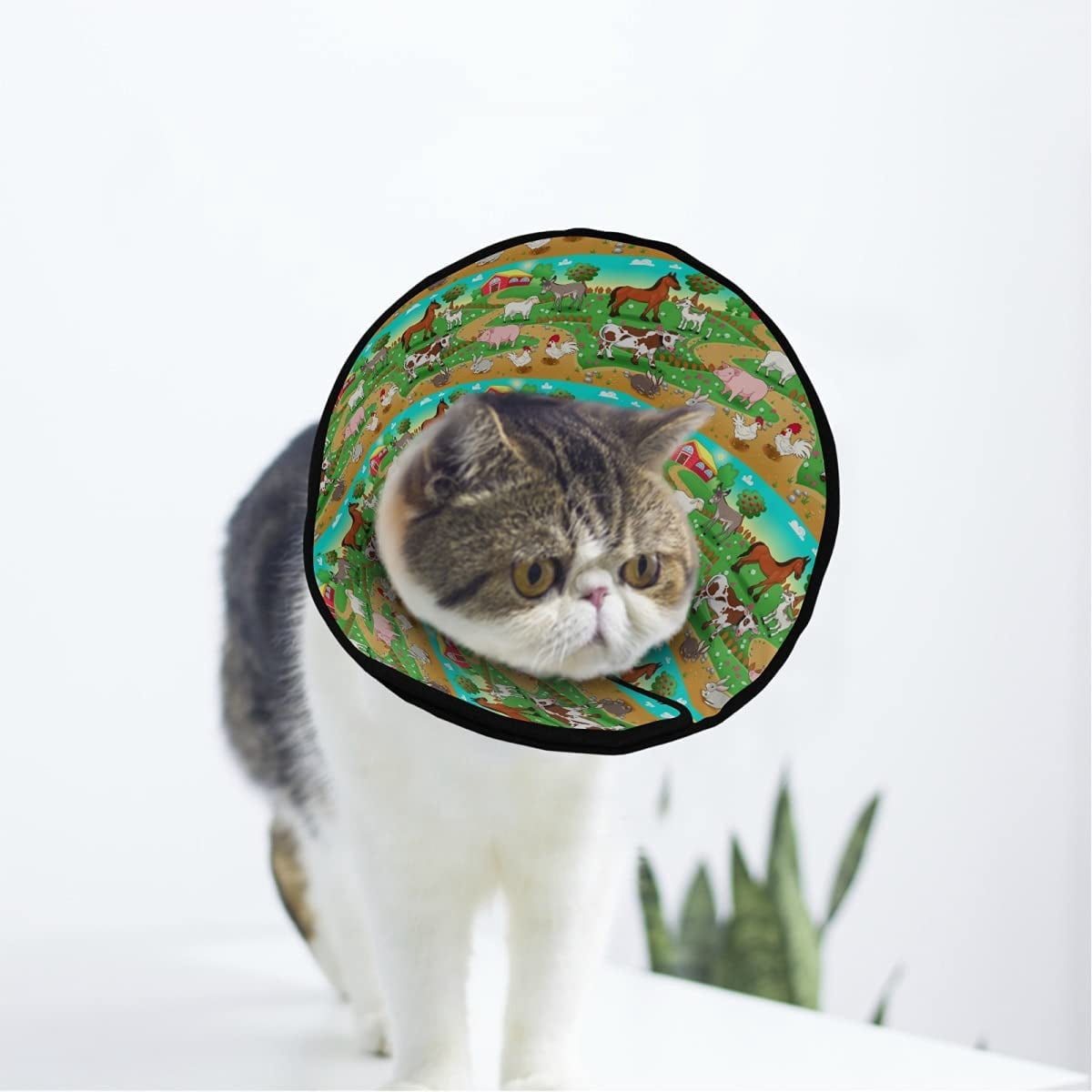 Farm Animals Soft Cat Dog Recovery Collar Adjustable Cat Cone Wound Healing Protective After Surgery for Pet Cone