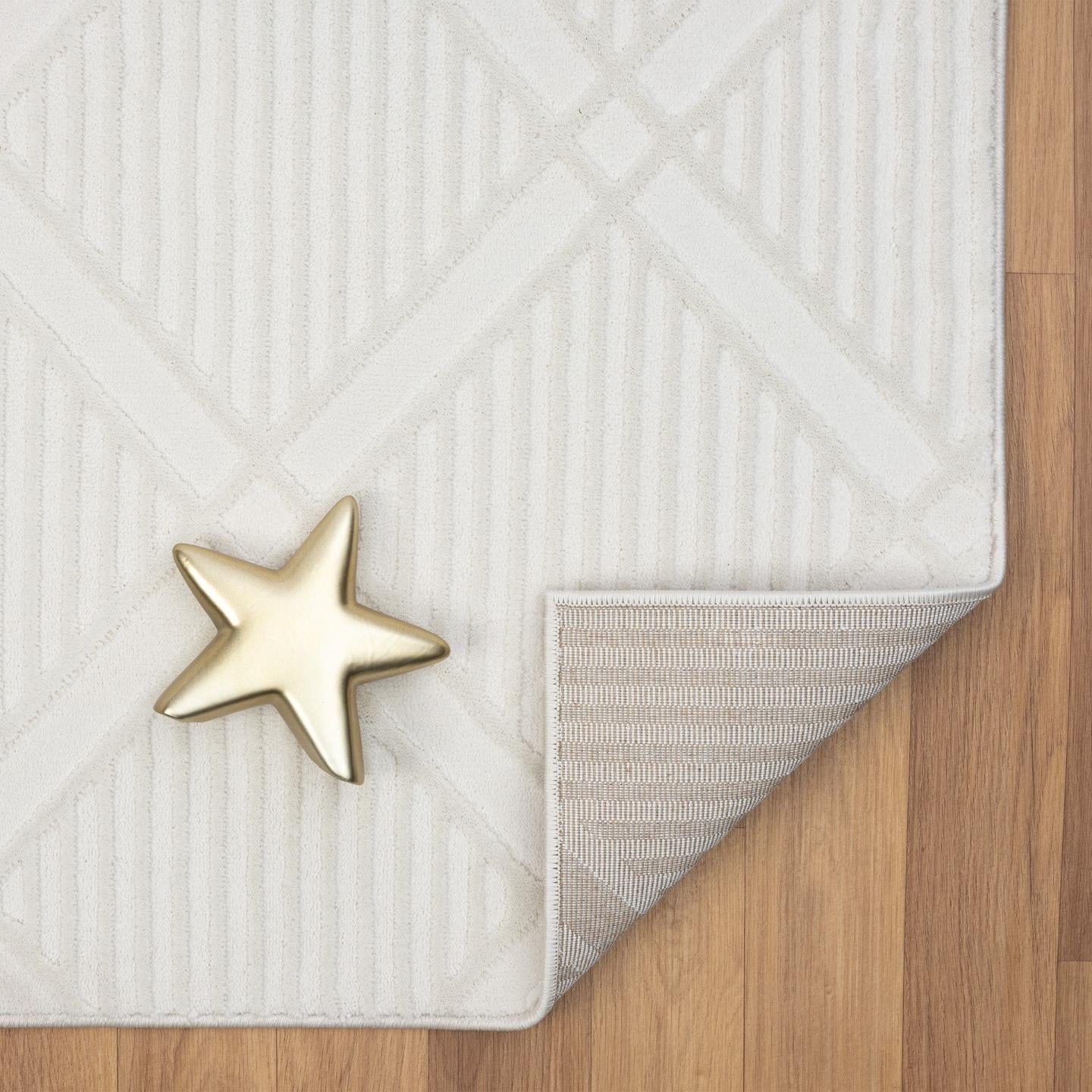 Luxe Weavers Geometric Diamond Shaped Cream 8x10 Area Rug for Living Rooms
