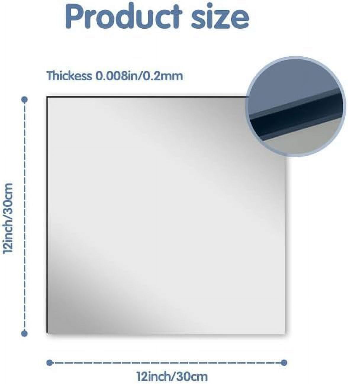 Acrylic Flexible Mirror Sheets, 12 x 12 in Mirror Tiles Self Adhesive Square Cuttable Mirror Wall Stickers Non Glass Acrylic Safety Reflective Mirror for DIY Craft Home Wall Decoration