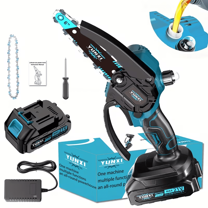 Mini Wireless Chainsaw, Powered By A 6-inch Chainsaw Battery, Comes With A Large Capacity Battery, Safety Lock