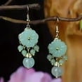 thumbnail image 2 of HOOUN Boucles d'Oreilles en Jade Design Fleur Magnifique Incrusté de Jade Naturel Assortiment Quotidien, 2 of 5