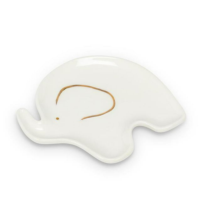 Abbott Collection AB-27-STEEP-ELE Assiette à Bijoux en Sachet de Thé d'Éléphant 4 Po&44; Blanc & Or