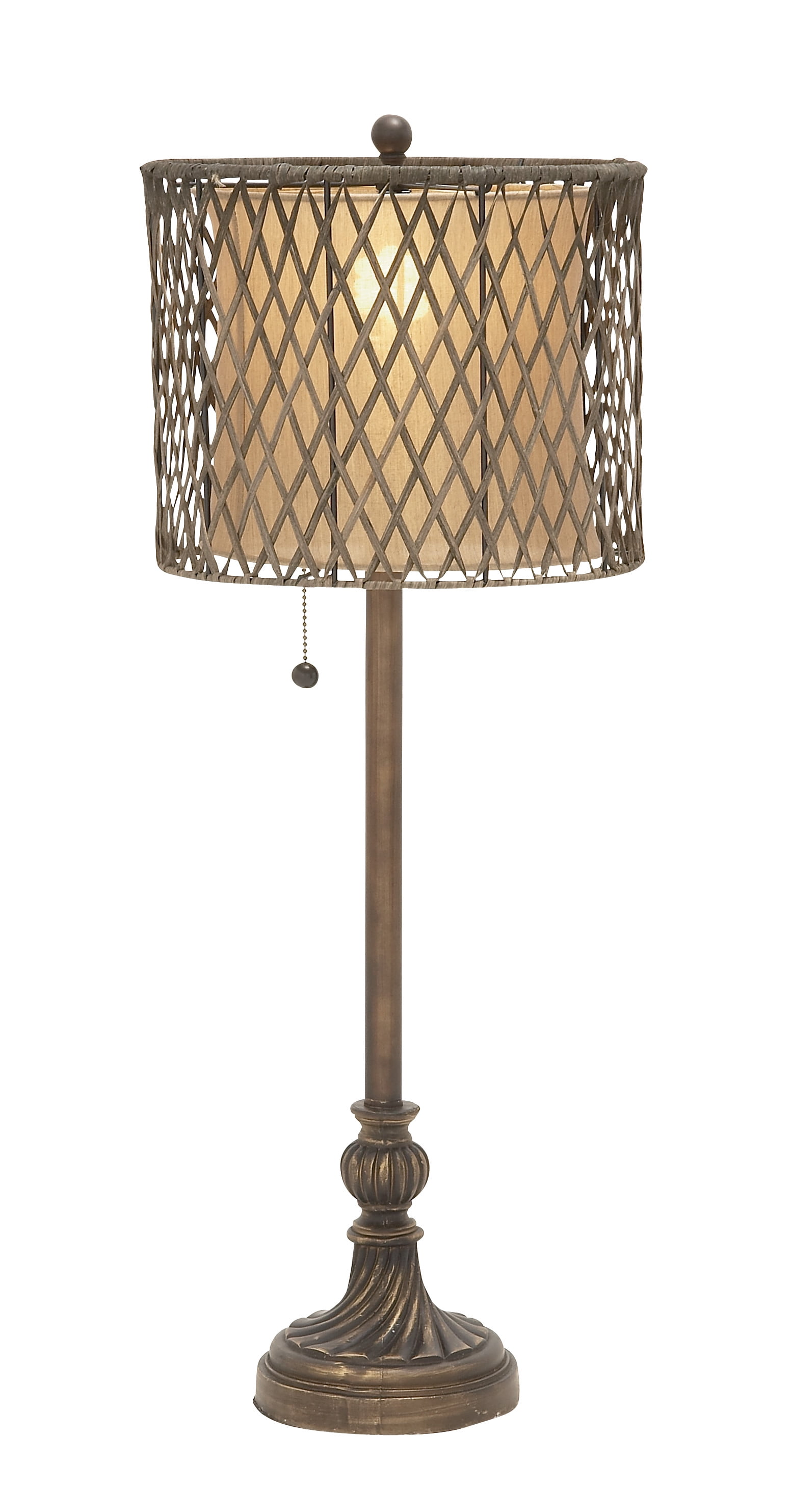 DecMode Brass Metal Rustic Buffet Lamp 33", Set of 2