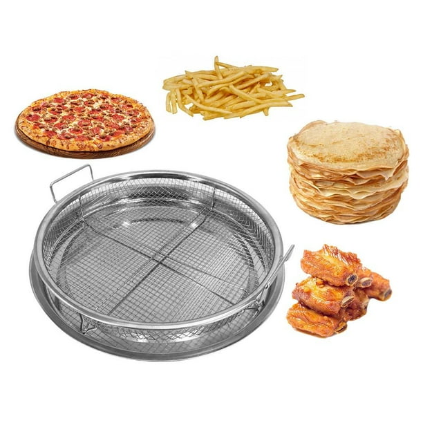 Bandeja redonda antiadherente para verduras, escurridor de aceite, cesta de malla para , sartén para freír, parrilla, horno, bandeja de malla Plata Macarena Bandeja para verduras