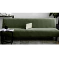 thumbnail image 5 of Abbracc Textured Elastic Sofa Slipcover Solid Color Soft Breathable Furniture Protector dark green 3 seat, 5 of 5