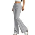 thumbnail image 5 of No Front Seam High Waisted Flare Leggings for Women Bootcut Yoga Pants Soft Gray M, 5 of 6