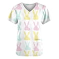 thumbnail image 5 of lcziwo Womens T Shirt with Pockets Plus Size Easter Funny Bunny Print Short Sleeve T Shirt Loose V Neck Spring Colorful Tee White XXXXL, 5 of 5