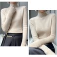 thumbnail image 5 of NMMUED Turtleneck Sweater Women Pullover Sweaters for Women Knit Sweater for Women Fitted Sweaters for Women, Beige L, 5 of 5