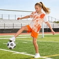 thumbnail image 6 of Amidoa Girls 2 Piece Outfits Summer Clothes Short Sleeve Cute T-Shirt and Casual Shorts Kids Clothing Sets Orange Size 7, 6 of 7