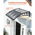 thumbnail image 2 of KFFKFF Door Awning for Entrance 30 x 39 in, Outdoor Window Canopy with Drainage & ABS Bracket, Weather Protection from Rain, Snow, Sun, Polycarbonate Cover for Porch, Patio, Smoky Gray, 2 of 9