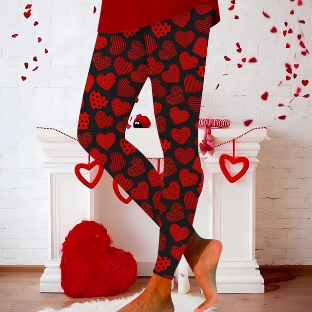 MKLEKYY Leggings deportivos push up para mujer, leggings deportivos casuales de San Valentín para mujer, pantalones de yoga