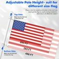 thumbnail image 3 of Flag Pole Kit- Stainless Steel 5 FT Flag Poles with1 Inch Metal 360° Rotating Flag Pole Rings Clip, Two-Position Flag Pole Holder Brackets Mounting for Outside House Outdoor Porch(5 FT - Sliver), 3 of 7