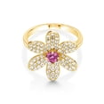 thumbnail image 3 of Gem Stone King 18K Yellow Gold Plated Silver Ring Round Pink Moissanite (1.21 Cttw), 3 of 5