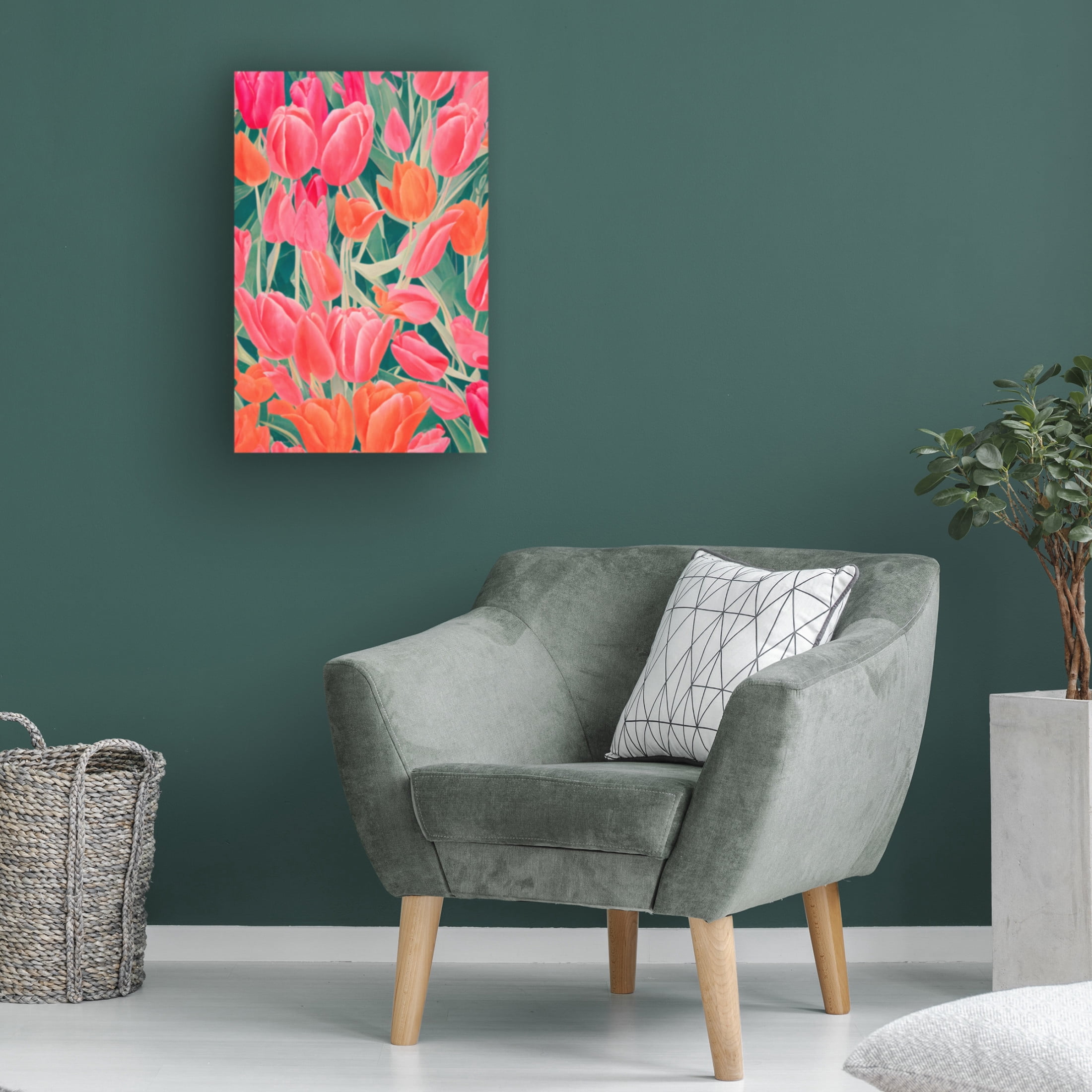 Canvas Wall Art - Treechild 'Pink Tulips' Wall Art for Living Room, Bedroom, or Office D?cor by Trademark Fine Art - 16 x 24 Inches