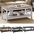 thumbnail image 6 of Coffee Table for Living Room,Modern Farmhouse Coffee Table with Storage,2-Tier Center Table for Living Room Wood Living Room Table Accent Cocktail with Sturdy Frame,black, 6 of 17