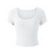 thumbnail image 5 of Top de punto acanalado corto, Top de cuello redondo de manga corta Top de cuello redondo de manga corta Camisa de cuello redondo de corte ajustado Diseño elevado, 5 of 5