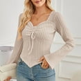 thumbnail image 6 of Annhoo Knitted Tops for Women Casual Long Sleeve Fall Blouses Cute Ruched Drawstring Slim Pullover Shirts, 6 of 7