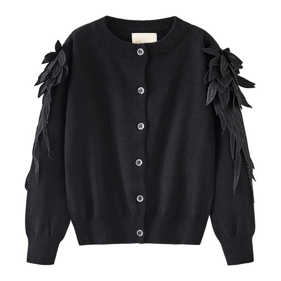 Mercatoo Kids Girls Knit Sweater Cardigan Toddler Feather Wing Shoulders Part𝐲 Dress Up Button Up Kids Compression Shirts