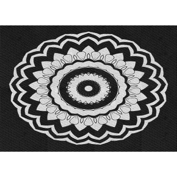 Ahgly Company Indoor Rectangle Patterned Night Black Area Rugs, 2' x 5'