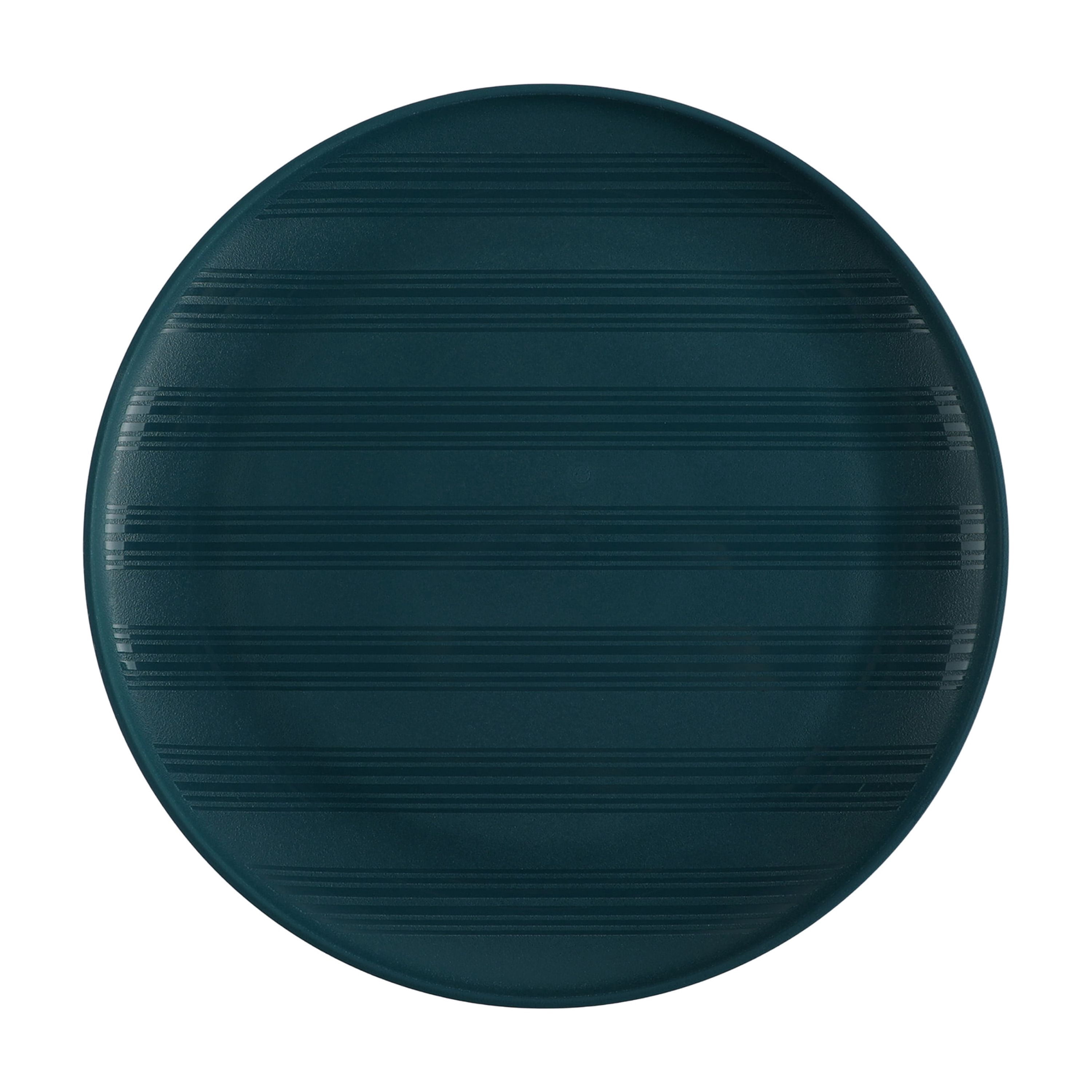 Assiette ronde en plastique bleu Mainstays, avec motif à rayures gravées, 26,7 cm (10,5 pouces)