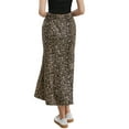 thumbnail image 3 of INSPIRE CHIC Maxi Skirt for Women's Leopard Print Elastic High Waisted Fishtail Long Skirts XS Brown, 3 of 6
