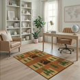 thumbnail image 2 of ODIKA 4'x6' Washable Area Rug Print Vintage Cabin Grain Forest Border Wildlife Motifs Woodland Flowing Dynamic for Dorm Room, Small Living Stain Resistant Low Profile, Easy Care, 2 of 7