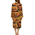 thumbnail image 2 of Xoenoiee Pumpkin Star Print Women Zip Up Robe Comfy Nightgowns Housecoats Halloween Long Sleeve Bathrobe Breathable Sleepwear with 2 Pockets, XL, 2 of 7