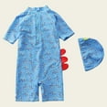 thumbnail image 4 of Gubotare Boys Swimsuit Baby Boy Swimsuit Rash Guard Zipper One Piece Bathing Suit Toddler Swimwear Beach Sunsuit with Hat 1T 2T (Blue,1-2 Years), 4 of 5