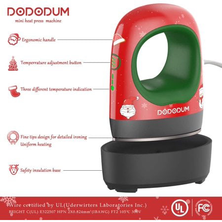 DODODUM Mini Heat Press Machine Easy to Use for T Shirts Shoes Hats Small HTV Iron-on Vinyl Projects Portable Heating Transfer Iron Green