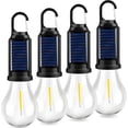 thumbnail image 2 of 4-pack solar camping lanterns, portable LED solar USB chargeable lantern flashlight, emergency hanging light bulb, suitable for indoor and outdoor, home power outage, hiking, hurricanes (4-pack), 2 of 4