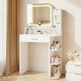 thumbnail image 5 of Akaber Makeup Vanity Desk with Mirror and Lights, 26.5" Small Vanity with Large Drawer and 6 Level Storage, White Vanity with 3 Color Lighting Modes, 5 of 7