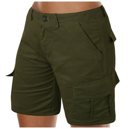 WNVMWI Womens Shorts Yoga Shorts for Women Women s Loose Solid Mini Pant Summer Beach Shorts Buttons Short Hot Pants Cargo Shorts Young Adult Shorts Workout Bottoms Green Women Denim Shorts M