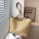 thumbnail image 5 of Bolso tejido elegante de estilo veraniego para mujer, bolso de hombro de paja con textura para playa, bolso de mano portátil a la moda, 5 of 6