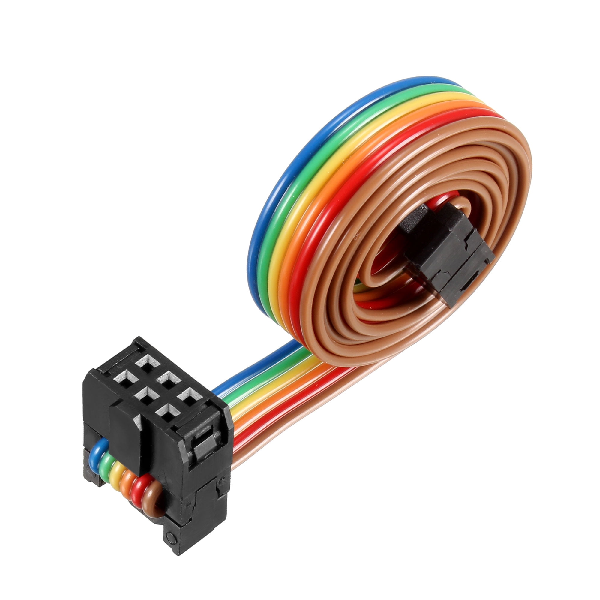 IDC Rainbow Wire Flat Ribbon Cable 6P Dtype FC/FC Connector 2.54mm Pitch 0.5m Length