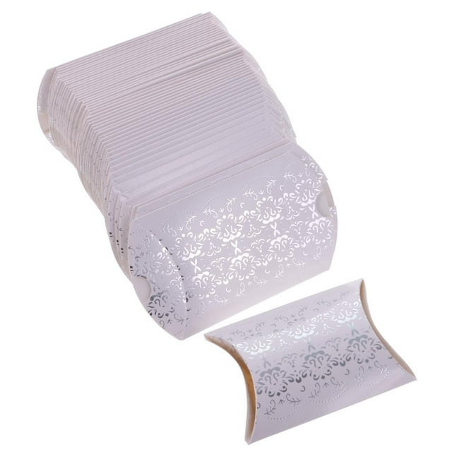 50x Cajas de Dulces Estilo Almohada Cajas de Regalo para Fiesta de Bienvenida Al Plata blanca Colcomx Cajas De Dulces
