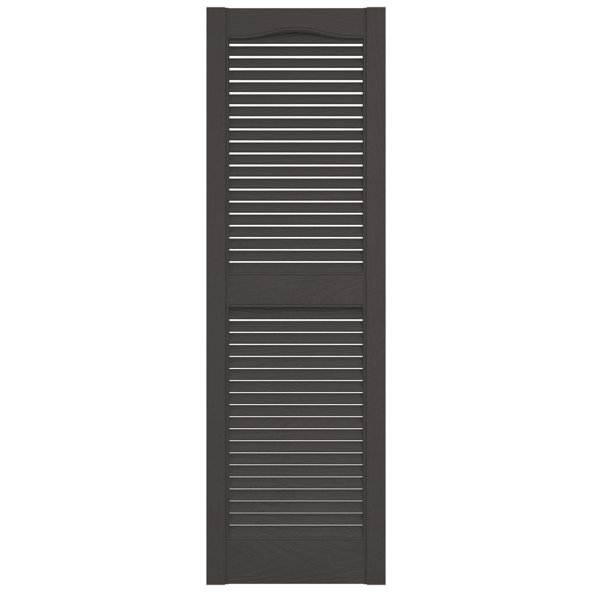 Ekena Millwork 12 in. W x 31 in. H Builders Edge, Standard Cathedral Top Center Mullion, Open Louver Shutters, Includes Matching Installation Spikes (Per Pair), 018 - Tuxedo Grey