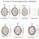 thumbnail image 3 of Bandejas ovaladas para colgantes - 6 piezas, 6 formas diferentes, bandejas tibetanas para colgantes, engastes de bisel y 6 cabujones de vidrio de 40x30 mm con cúpula transparente, 3 of 7