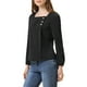 thumbnail image 4 of INSPIRAR CHIC Blusa de Manga Larga Sólida con Cuello Cuadrado para Mujeres, Casual para el Trabajo y el Fin de Semana, Talla XS, Negra, 4 of 6