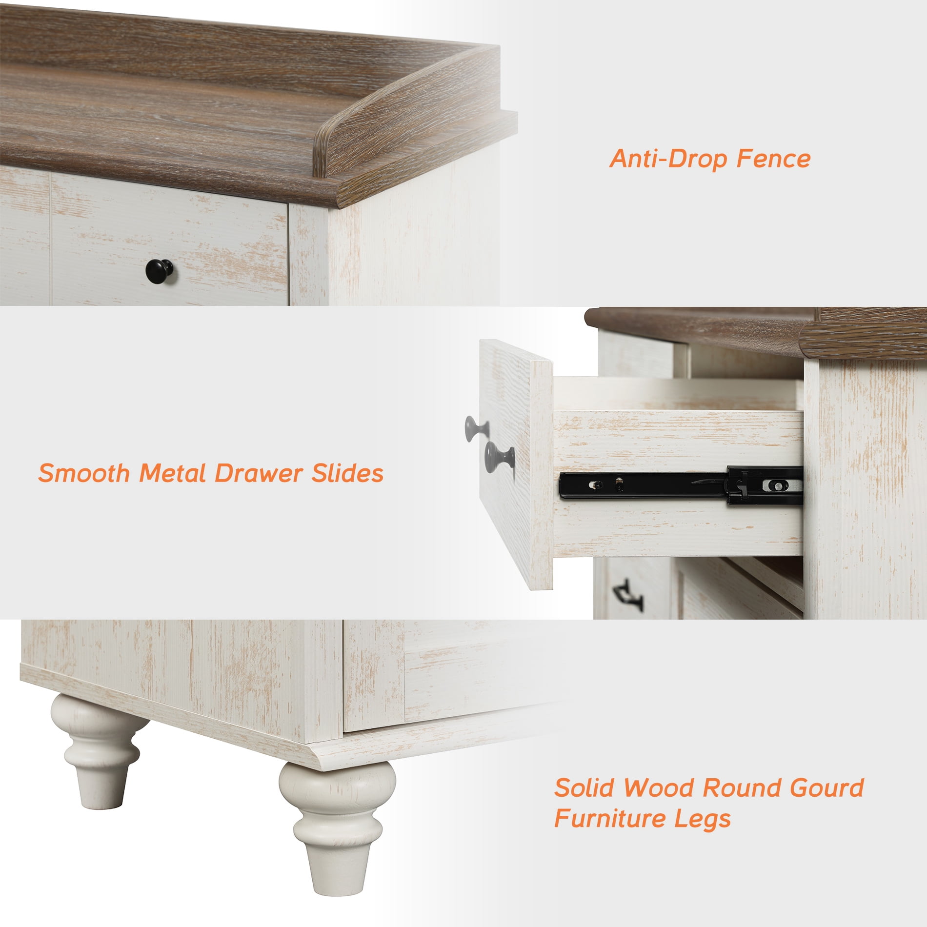 Dresser with 12 Drawers for Bedroom with Ample Drawer Space Antique White Dresser, Farmhouse Storage Dresser for Closet